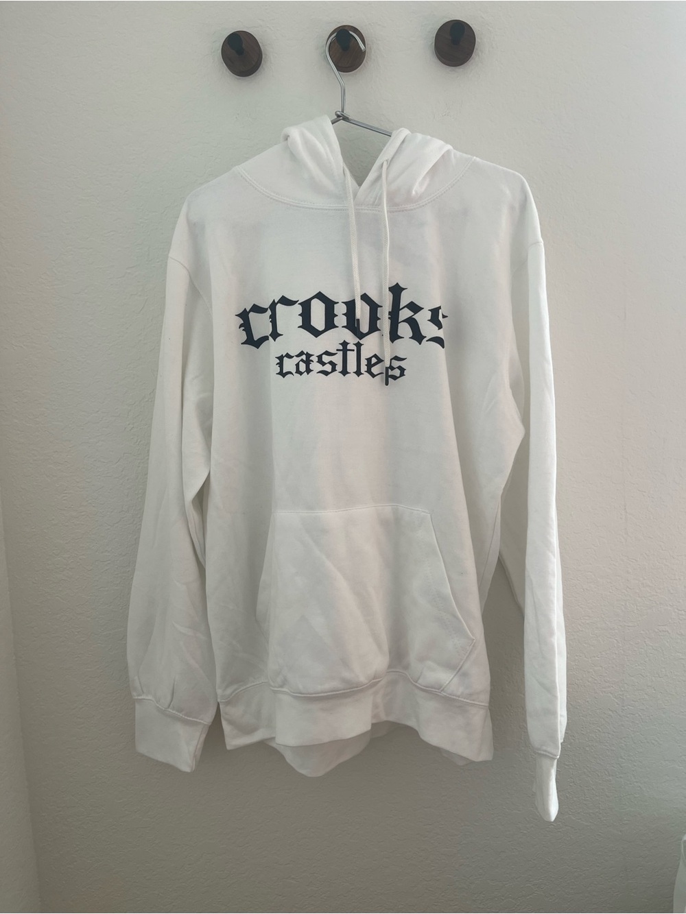 Crooks & Castles White Hoodie with Black Gothic Logo